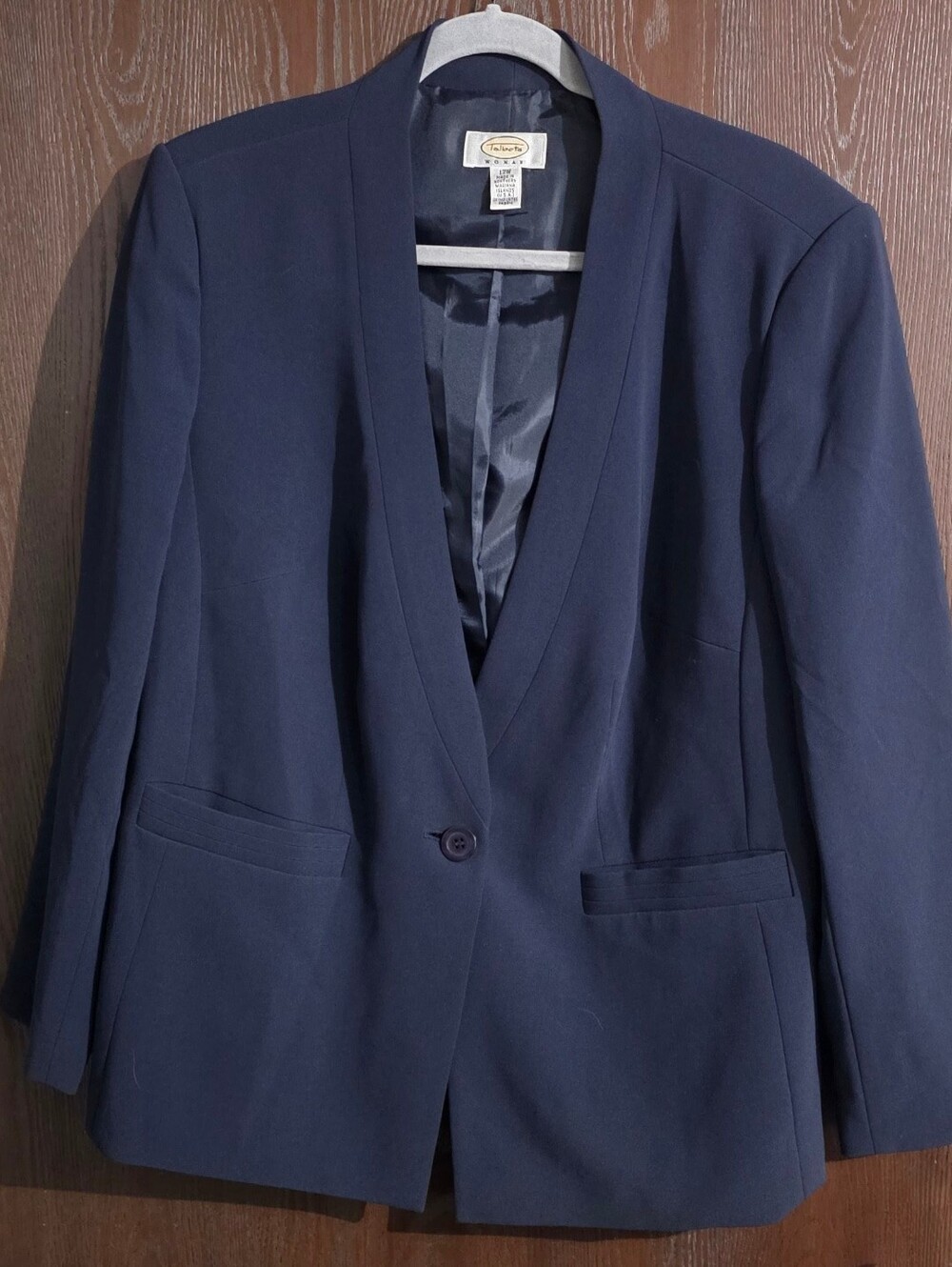 Talbots Navy Single-Button Notchless Blazer Jacket